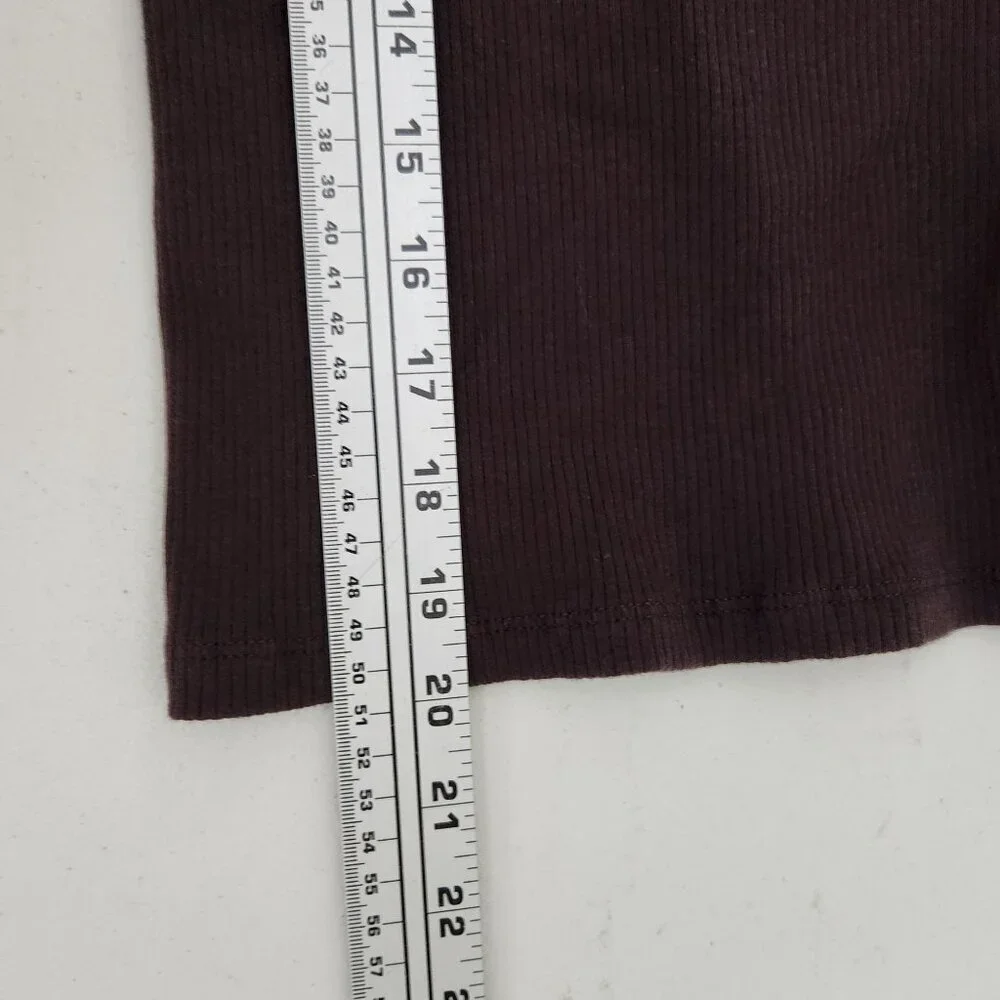 Ambiance Tank Top Womens Small Brown Ribbed Cotton Blend Stretchy
